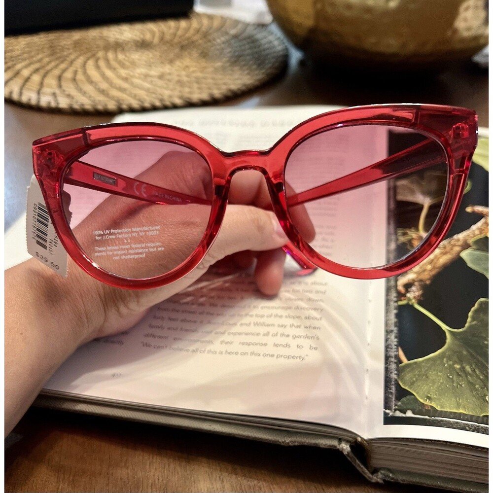 J Crew‎ pink cat eye sunglasses With 100% UV Protection. Comes Cloth Pouch - Picture 2 of 13